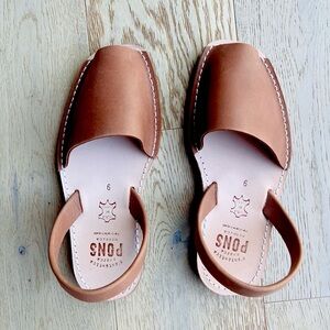 NWOT Pons Avarcas Slip On Sandals Brown Leather Handmade in Spain Boho EUR: 42